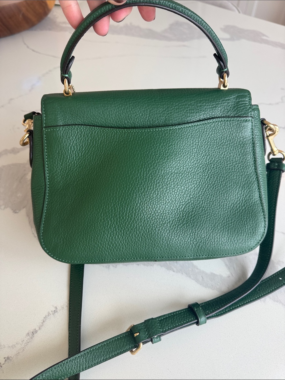 Coach Satchel Forest Green Pebbled Leather & Suede Marlie Top Handle Kelly - Picture 10 of 16
